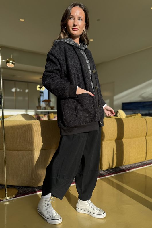 Beach Walk Fleece Cardigan Black /14=